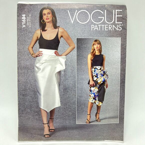 Vogue Sewing Pattern V1684 A5 Pencil Wrap Skirt Statement Front 6 8 10 12 14 - Picture 1 of 7